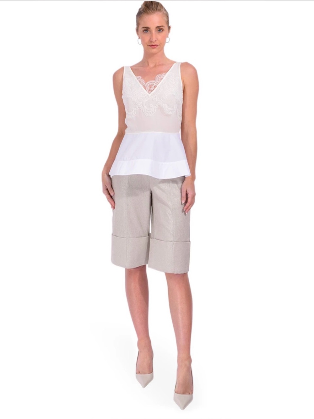 Cinq A Sept Womens Lurex Linen Vassi Short Plaster